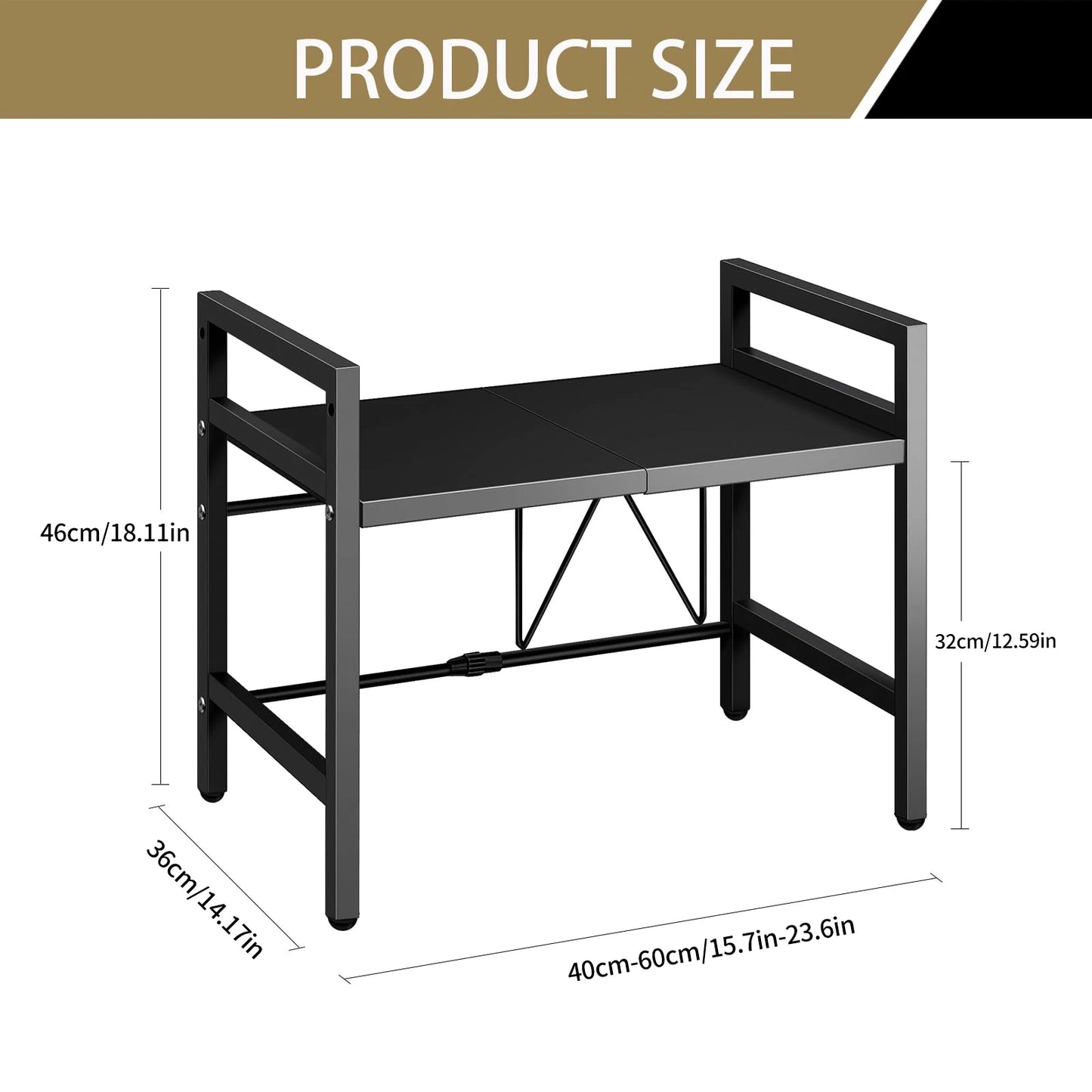 Expandable 42-64cm Microwave Shelf Organizer