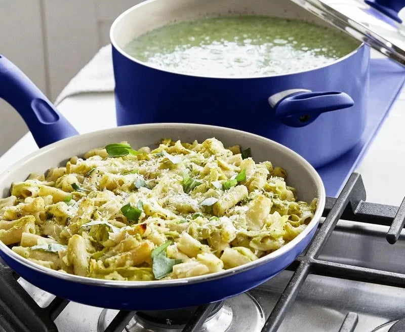 Blue Nonstick Cookware Set (23-Piece Ceramic Soft Grip)