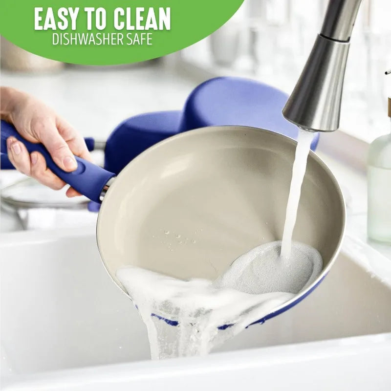 Blue Nonstick Cookware Set (23-Piece Ceramic Soft Grip)