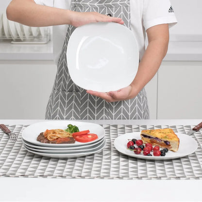 MALACASA Elisa 9.75" Ceramic Dinner Plates (Set of 6, White Porcelain)