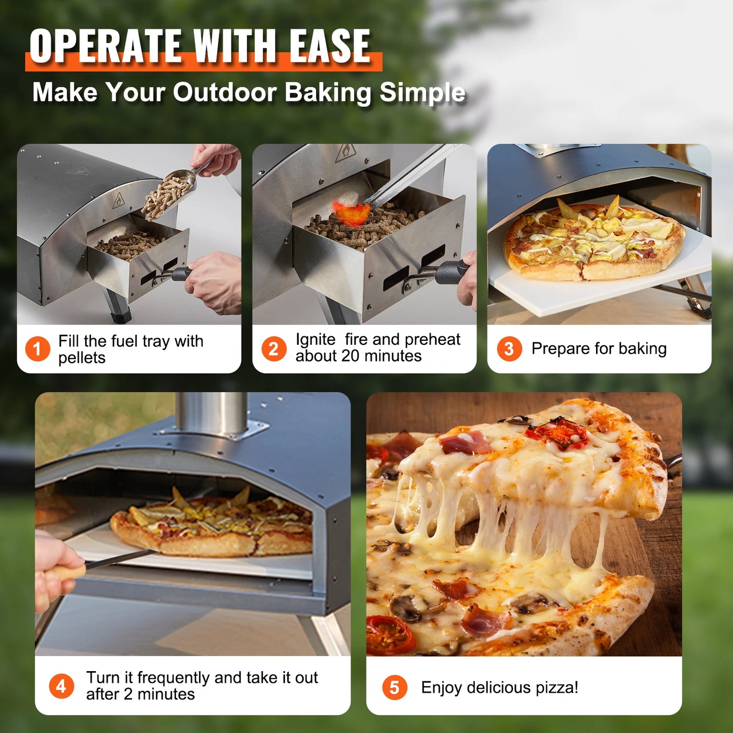 VEVOR 12-Inch Portable Wood Fired Pizza Oven