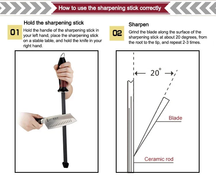 Ceramic Diamond Pro Sharpener (Taidea 12-Inch Rod)