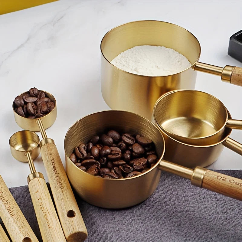 The Gold Stainless Measure Set (8-Piece Measuring Cup & Spoon Set)