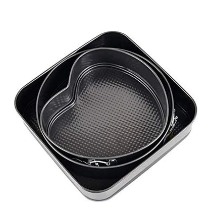 3-Piece Nonstick Bake Pan Set (Heart, Round, Square)