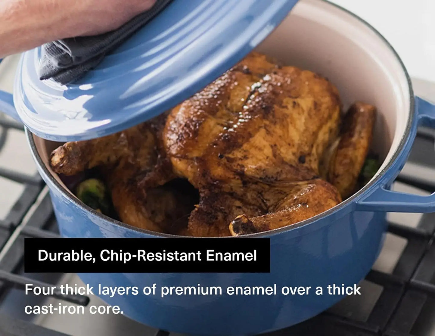 Premium Enameled Cast Iron Dutch Oven (7QT Thick Core)