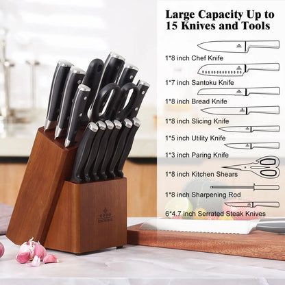 Universal Knife Block (ENOKING 15 Slots Acacia Wood)