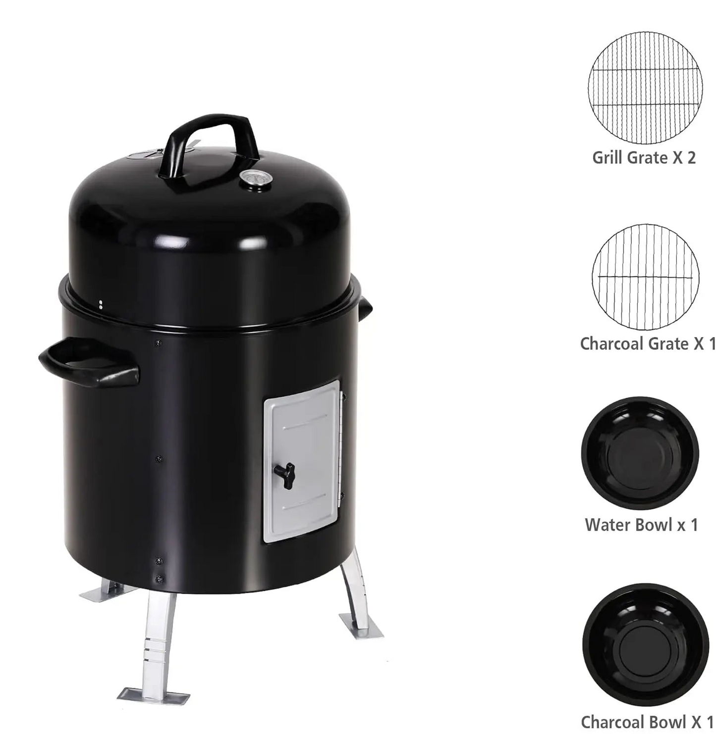 17-Inch Compact Charcoal Patio Smoker