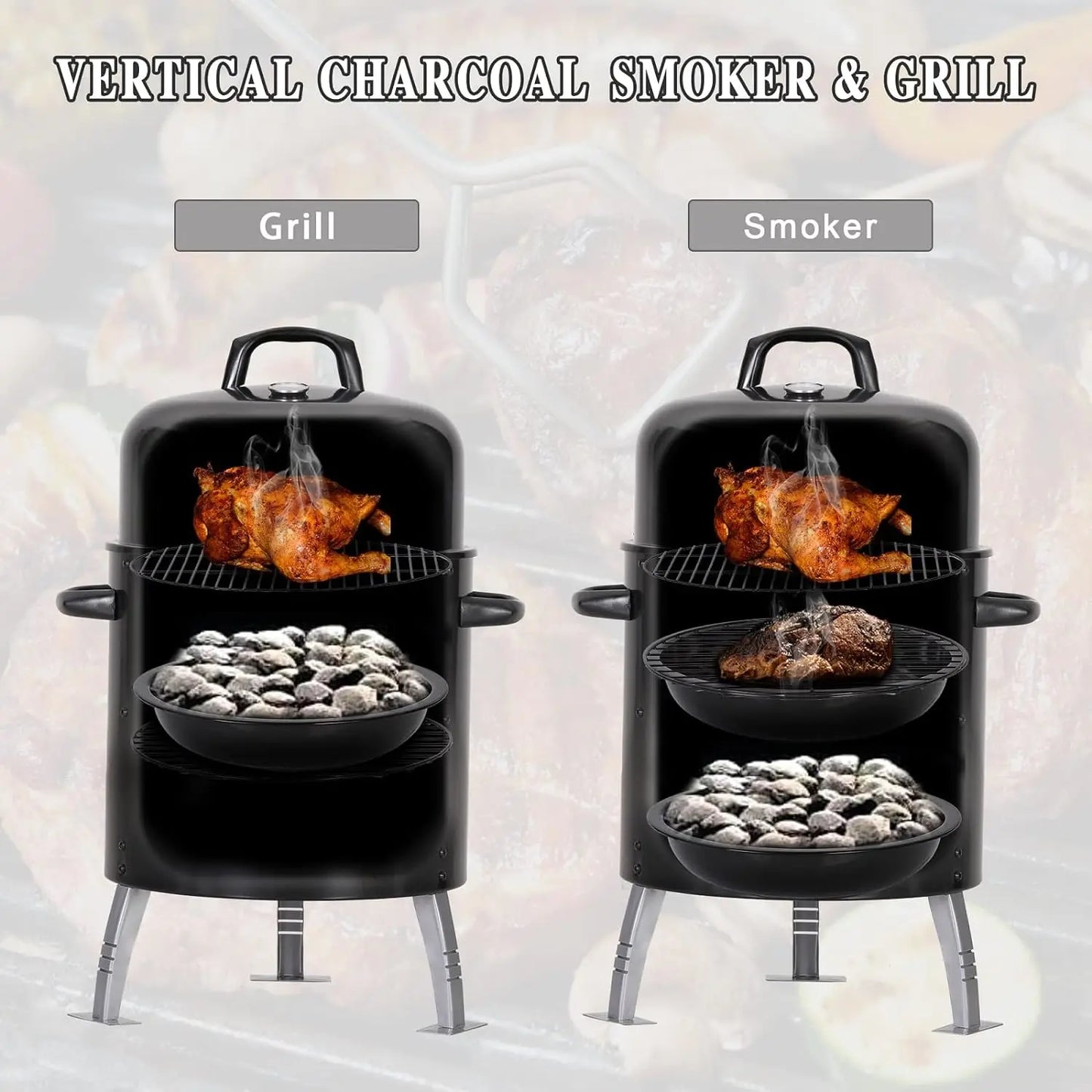 17-Inch Compact Charcoal Patio Smoker