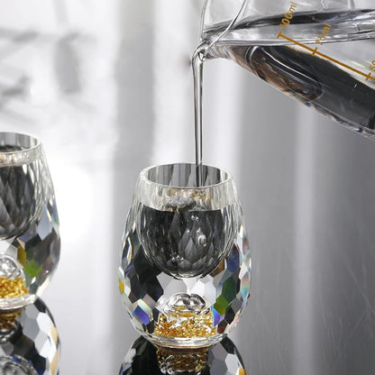 Luxury Crystal Shot Glass Set (6pcs, Gold Foil Bottom)