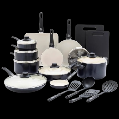 Black Nonstick Cookware Set (23-Piece Ceramic Soft Grip)