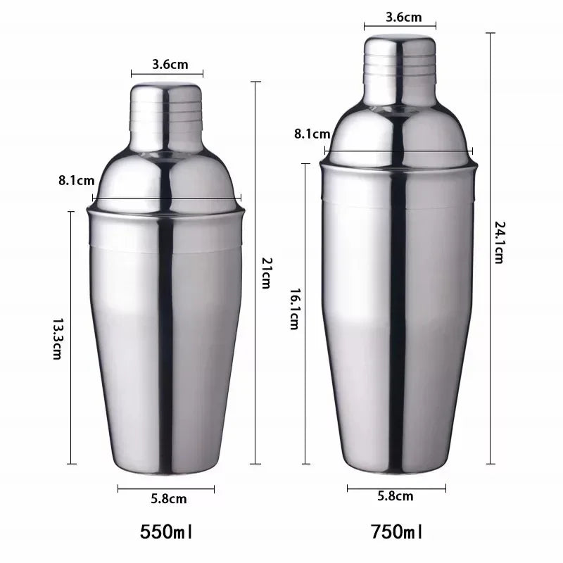 Stainless Steel Cocktail Shaker (550ml/750ml, Bar Party Mixer)