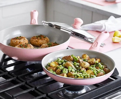 Pink Nonstick Cookware Set (23-Piece Ceramic Soft Grip)