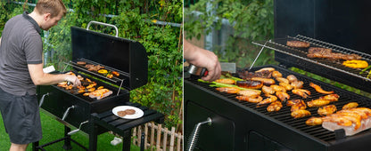 Extra-Large Charcoal BBQ Grill with Dual-Zone Adjustable Cooking Area & Foldable Side Tables