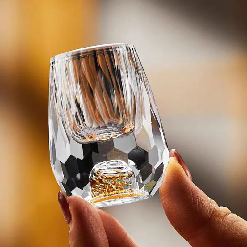 Luxury Crystal Shot Glass Set (6pcs, Gold Foil Bottom)