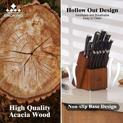 Universal Knife Block (ENOKING 15 Slots Acacia Wood)