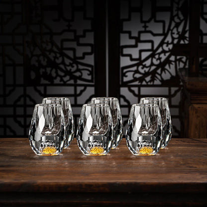 Luxury Crystal Shot Glass Set (6pcs, Gold Foil Bottom)