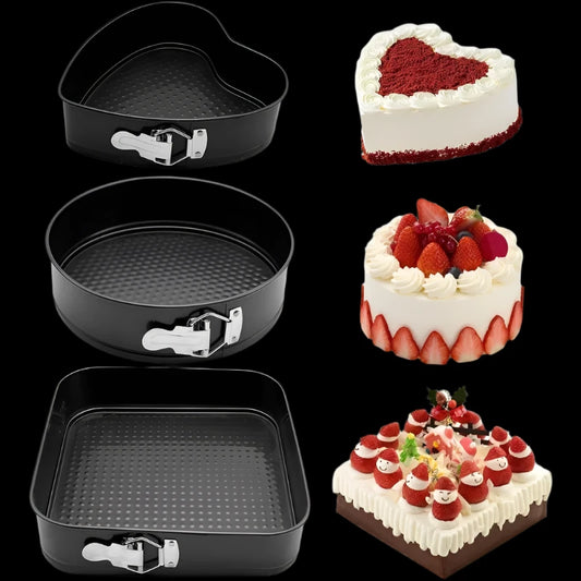 3-Piece Nonstick Bake Pan Set (Heart, Round, Square)