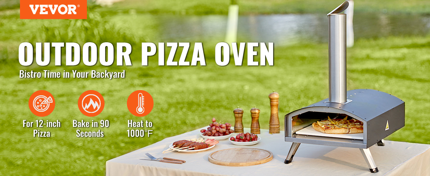 VEVOR 12-Inch Portable Wood Fired Pizza Oven